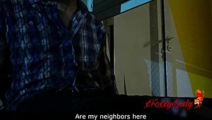 my first double squirt i convince my friend to fuck on his balcony while his neighbors pass by