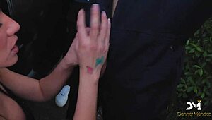 Nymphomaniac yenifer chacon fucks lover and mechanic publicly outdoors.