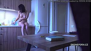 Hidden cam captures Melissa Main's nude breakfast