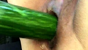 Asian mature wife rubs her tight pussy outside in wild Danish solo action.