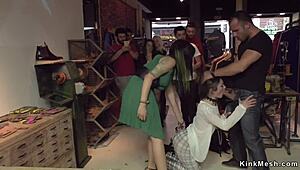 Brunette Double Penetration Public Sex With Bondage And Humiliation