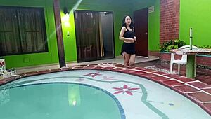 Mi Amiga from University Sneaks into My Pool House for Sex After Boyfriend Dump