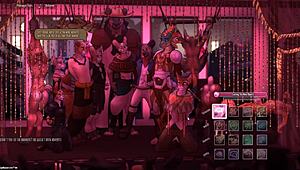 Spellbound gay furry hentai game features stripped bisexual orgy with bukkake and bdsm in front of crowd