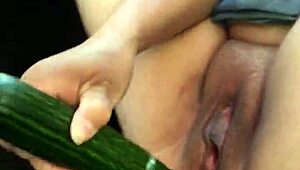 Asian mature wife rubs her tight pussy outside in wild Danish solo action.