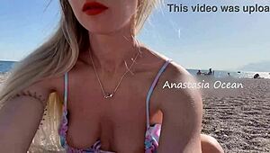 Sexy Blonde Reveals Stunning Breasts and Firm Ass on Public Beach