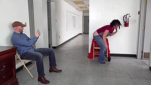 Milf Gags on Jizz in Doctor's Waiting Room After Rough Deepthroat