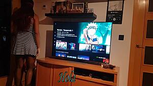 milf gets a lesson in cum on face and ball licking, orgasming hard.