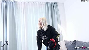 german scout picks up blue-eyed teen marilyn for street casting bang 😍