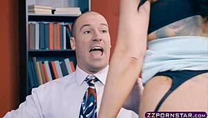 Busty Office Slut in Stockings Performs Blowjob and Receives Anal