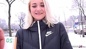 German scout finds young teen for hardcore street sex