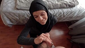 Hijab Beauty Sucks Cock for Full Cum Load