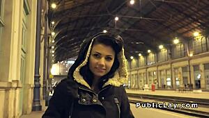 Hungarian hottie bangs huge cock outdoors