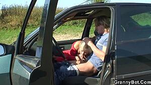 picked up granny sucks and gets doggy-fucked outdoors