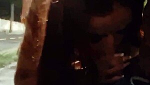 Risky Handjob for Hot Brunette at Bus Stop in Public!