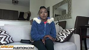 cute african teen gets interviewed for fake casting