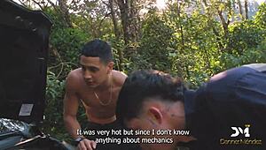 Nymphomaniac yenifer chacon fucks lover and mechanic publicly outdoors.