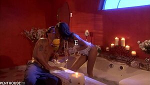 Penthousegold com - Glamorous ebony Marie Luv gets deep pussy fuck in bathroom