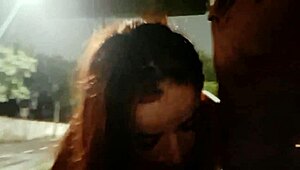 Risky Handjob for Hot Brunette at Bus Stop in Public!
