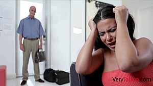 evil stepmom locks stepdad away and rides stepson hard with her big tits bouncing - Rose Monroe