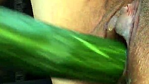 Asian mature wife rubs her tight pussy outside in wild Danish solo action.