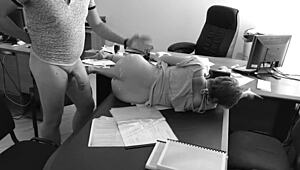 omg, boss banging tiny secretary on office table, caught on hidden cam! 😱
