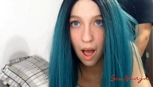 Hey, I caught my step sister roleplaying and fucking with big cock, creampie and squirting