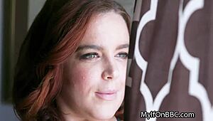 Curvy redhead growls, I’m gonna throat that big black cock deep!