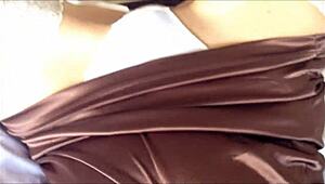 French slut in satin lingerie for intense doggy fucking