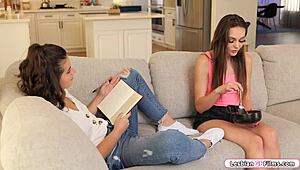 Petite Latina Dives Into Hairy Lesbian Girlfriend's Pussy With Fingers