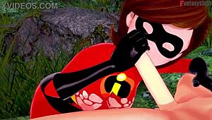 See through Elastigirl goes wild in forest hentai adventure