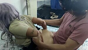 Old husband catches his college girlfriend in the act