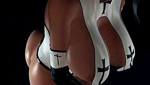 Anal sex with a naughty nun in an animated porn video