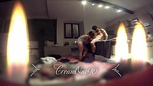 is she blowing him slowly until he cums in her mouth?