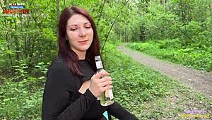 A horny classmate begs for one last fuck right after graduation in public hentai