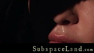 Obsessive spanking of big tits slave, ball gagged and cum drilled