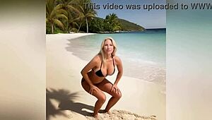 hey, my hot stepmom’s showing off her sexy bikini, dirty talk included, damn she’s nude!