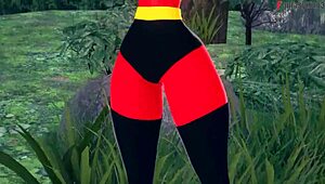 See through Elastigirl goes wild in forest hentai adventure