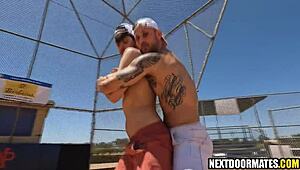 Baseball players ditch workout for some hot gay sex