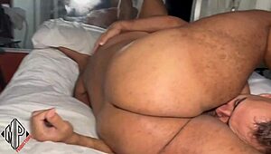These two well-endowed guys passionately swap in rough sex.