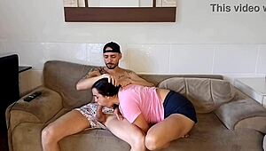 Clothes ripping and deepthroat action in taboo stepfather and babysitter scene