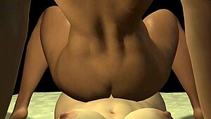 black shemale enjoys reverse cowgirl in steamy 3d action