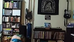 black skirt and heels tease big tits before stripping for blonde milf