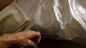 French slut in satin lingerie for intense doggy fucking