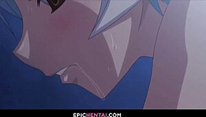 SELENA WALKS INTO KAZUMA'S TRAP in this hentai anime porn adventure