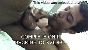 Super Blowjob Exchange Between Sexy Brazilian Gay Couple in Hot Amateur Action 😍