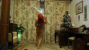 Ballady Teasing In Red Lingerie