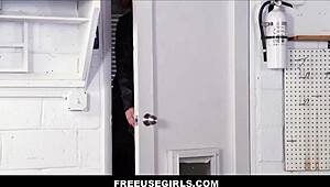 Petite ebony teen Allie Addison gets freely fucked by stepdad Nicky Rebel on his car.