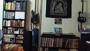 black skirt and heels tease big tits before stripping for blonde milf