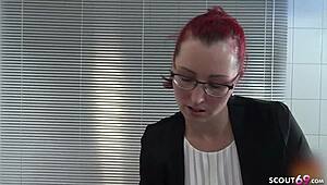 German stepmom asks, 'Want this intense handjob in latex?'