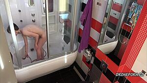 Hidden camera in the bathroom to spy on Anna